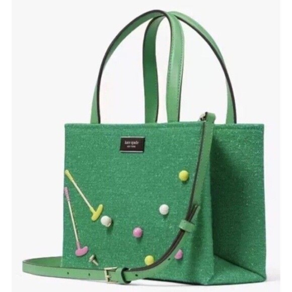 Kate Spade NY Sam Icon Astroturf Golf Fabric Small Tote Bag turf purse NWT Last1 - Picture 3 of 5